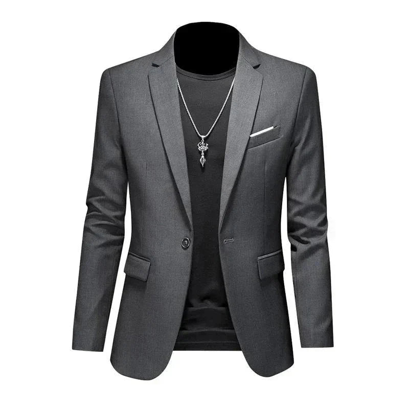 Blazer Masculino Esporte Fino Liso TERNO006 G4 Sr Aflha Cinza escuro P 