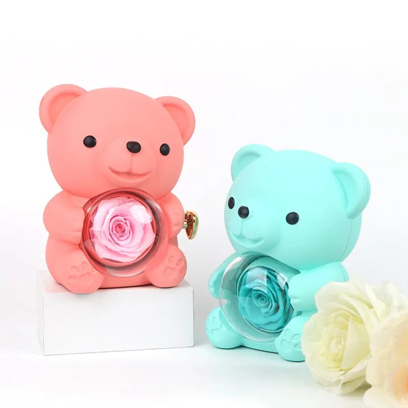 Urso Porta-Joias Giratório com Colar Corações Personalizados